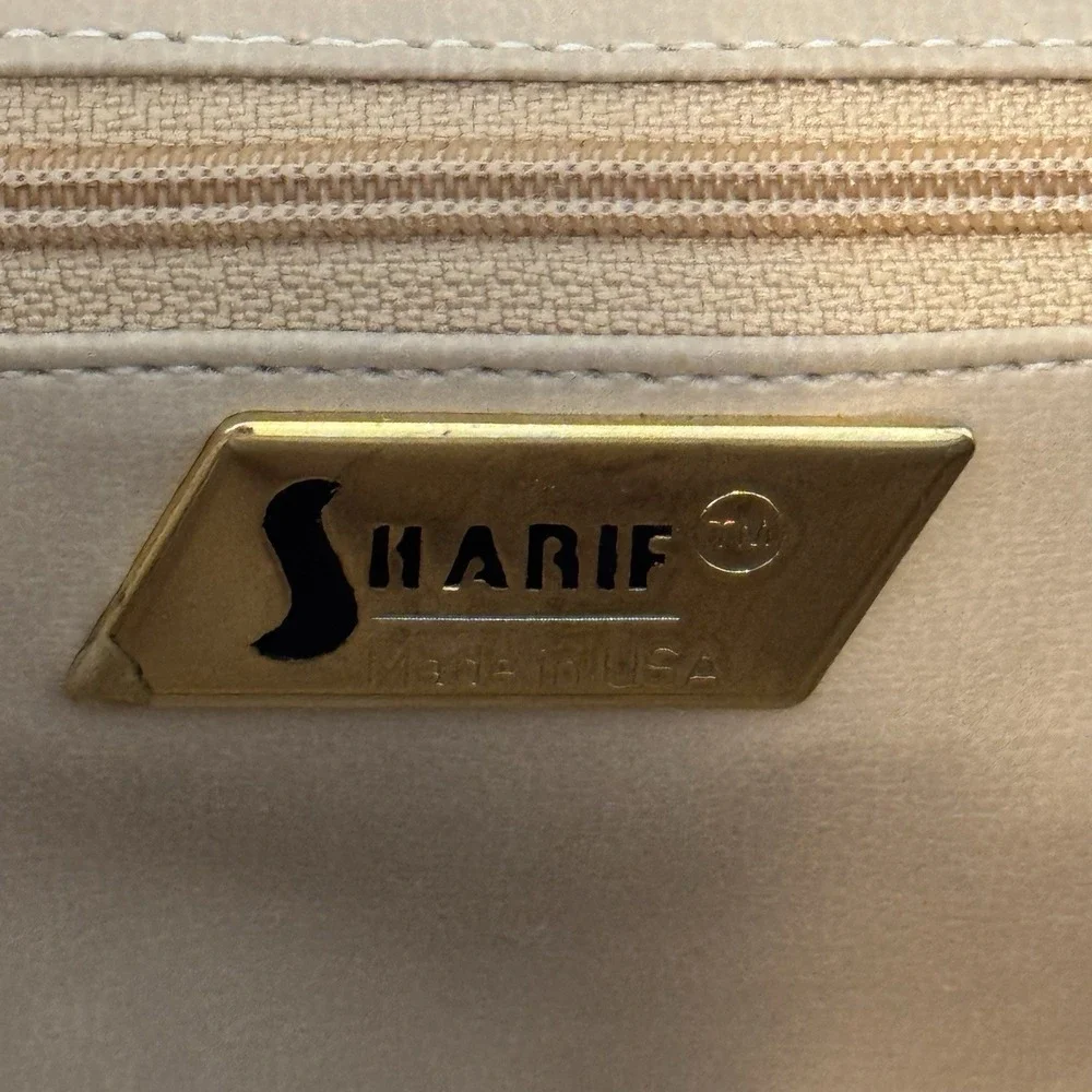 Sharif Champagne Gold Leather Handbag 11x7x4 Inches